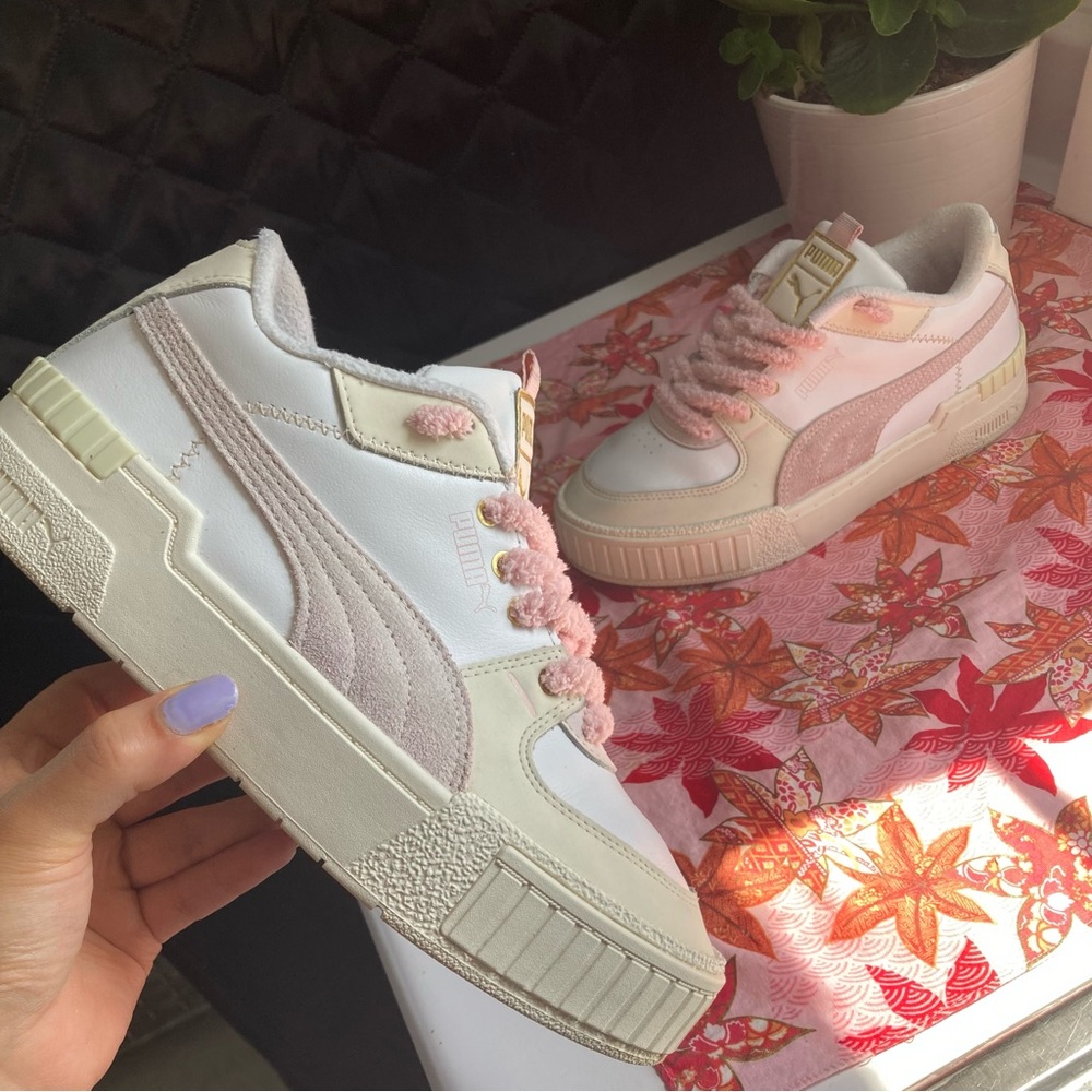 Puma Women's Pink and White Sneakers